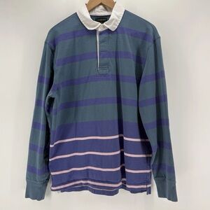 J.Crew Rugby Shirt Mens Medium Striped Vintage Oarsman Long Sleeve Polo